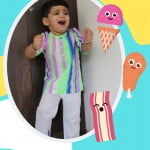 Neon Stripes Print Kids Night Suit