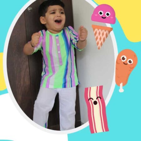 Neon Stripes Print Kids Night Suit