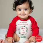 Christmas Special T shirt Print for Kids  with written "What Santa Does't Bring Me Mom & Dad Will "