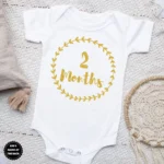 '2nd Month' Gold Glitter Romper