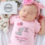 baby girl romper with baby elephant design