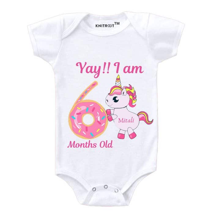 Baby-Romper-Romper-Half Sleeve-White-Unicorn-Knitroot