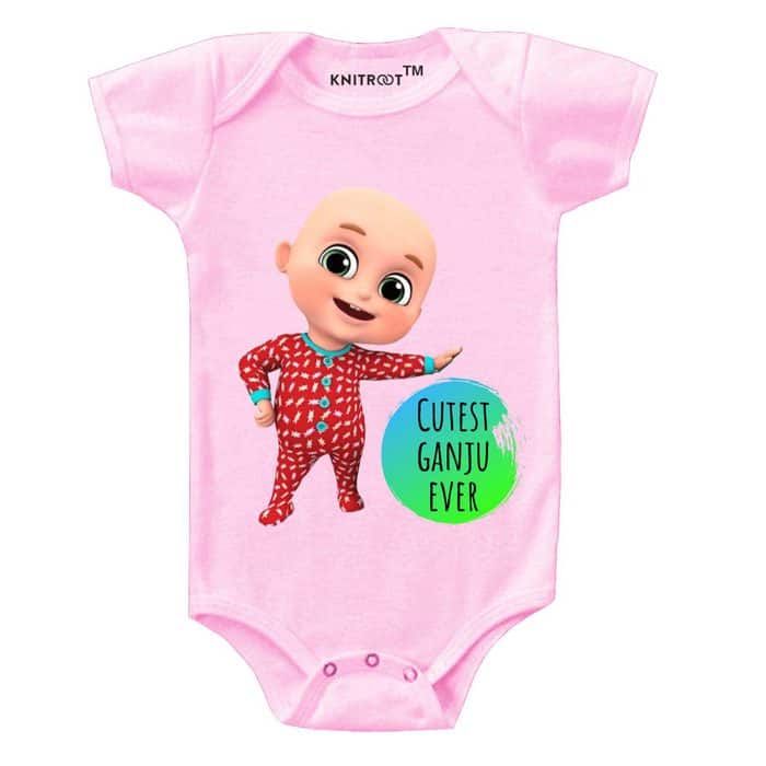 Cutest Ganju ever-Baby-Romper-Pink-knitroot