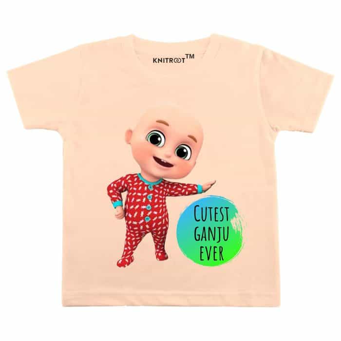 Cutest Ganju ever-Baby-Tshirt-Peach-knitroot