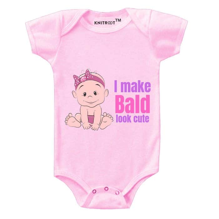 I make bald look cute-Baby-Romper-Pink-knitroot