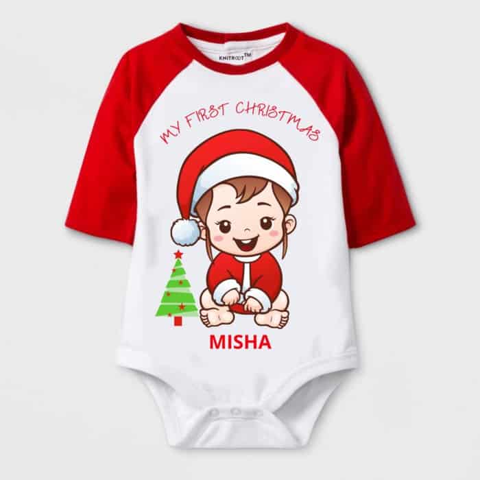 my first christmas baby romper