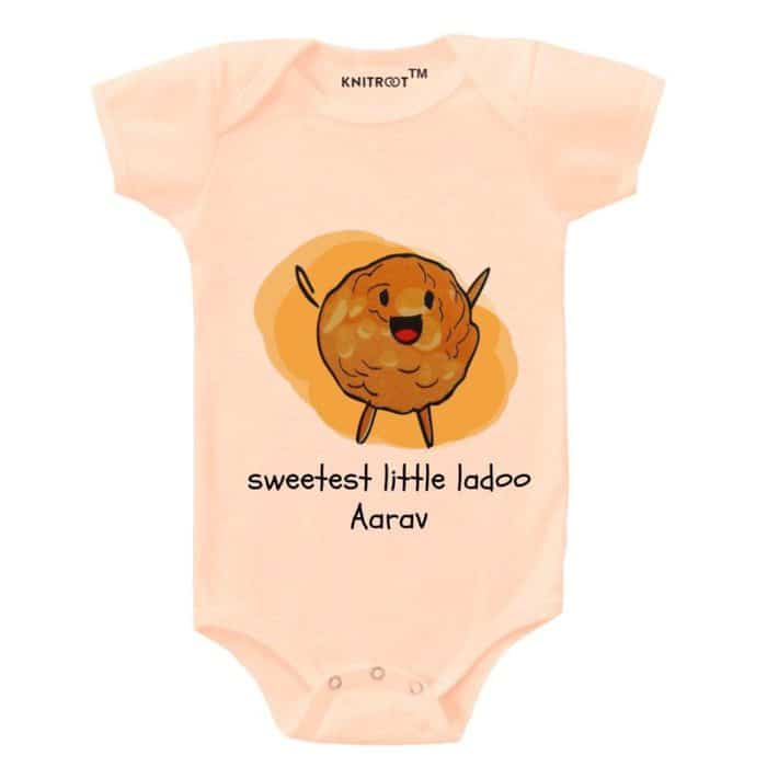 peach baby romper