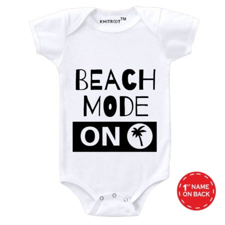 Knitroot Baby Romper White&Peach Color “Beach Mode On”