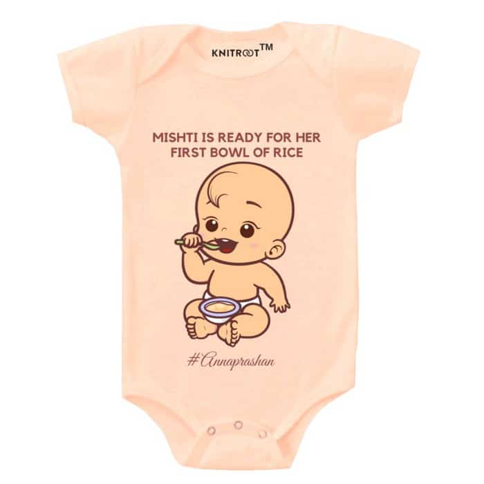 bowl of rice baby romper