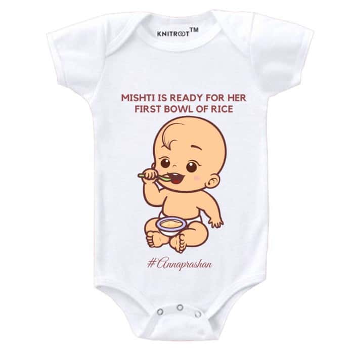 bowl of rice romper white baby romper