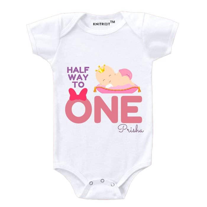 half-one-baby-romper-white-knitroot celebration half birthday | Knitroot