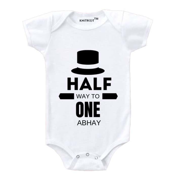 half-way-baby-romper-white-knitroot happy half birthday | kntiroot