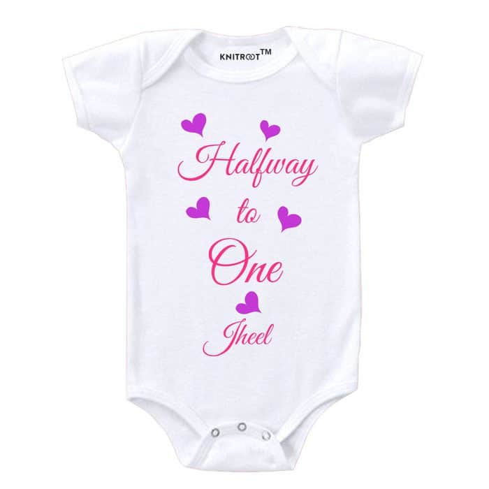 half-way-one-baby-romper-white-knitroot 6 month birthday | Baby rompers || knitroot