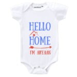 Knitroot Baby Romper White&Peach Color “Hello Home”