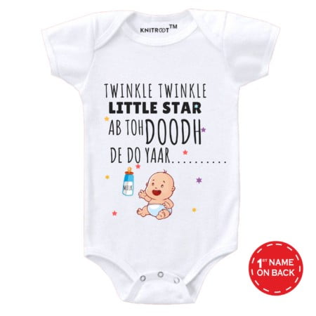 Knitroot Baby Romper White&Peach Color “Twinkle Twinkle Little Star”