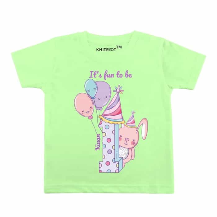 Its-fun-to-be-kiaan-kids-tshirt-green-knitroot kids first birthday