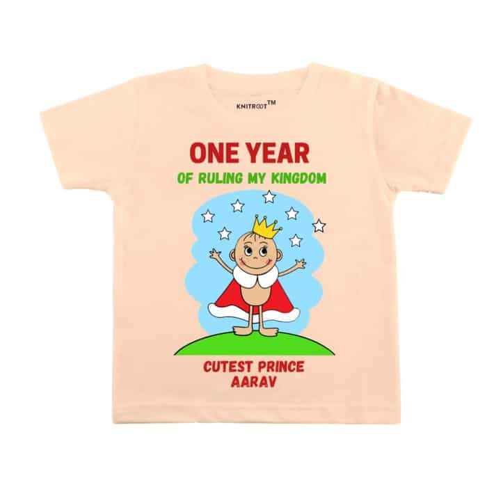 One-year-of-ruling-my-kingdom-kids-tshirt-peach-knitroot