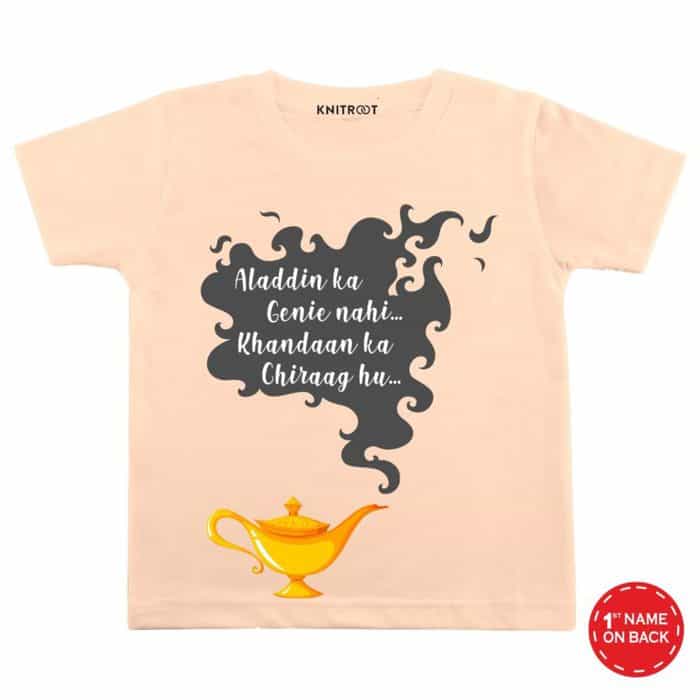 khandaan ka chirag ho customized kids peach t shirt