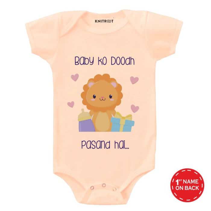 pitch romper stated baby ko dudh pasand hai funny baby rompers