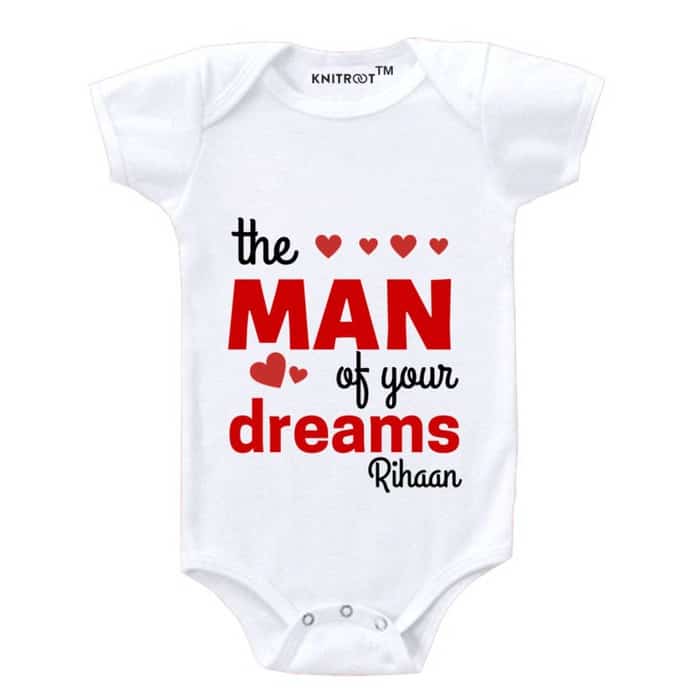 valentine week rose day rompers man of your dreams | baby rompers | kids onesie | knitroot