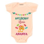 Baby White Romper stated Happy Birthday NANA