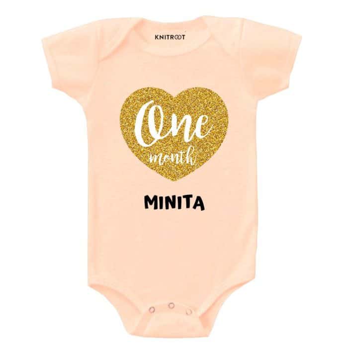 One month golden glitter peachromper
