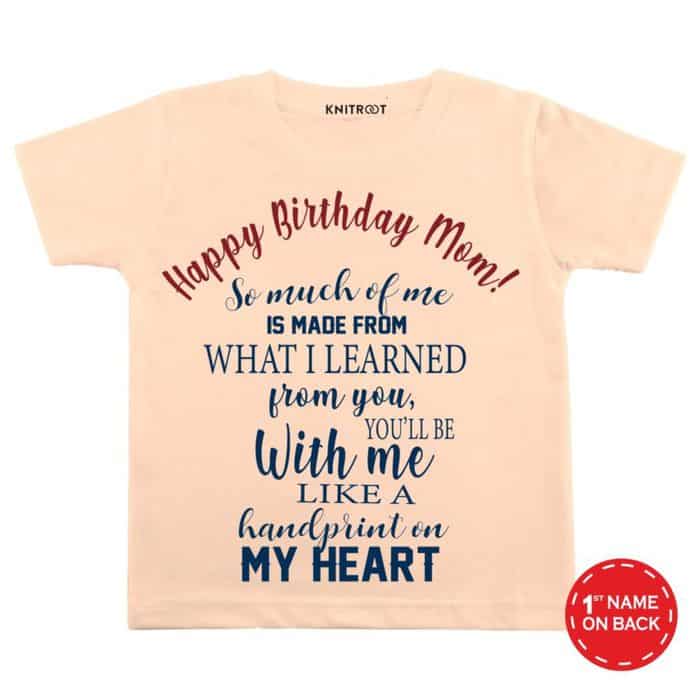 happy birthday mum kids tees peach color