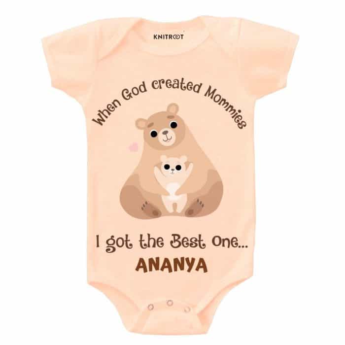 i got the best mom stated baby romper in peach