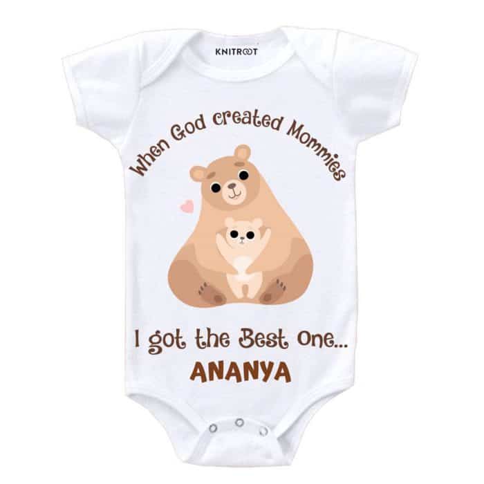 i got the best mom stated baby romperin white