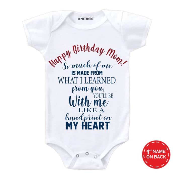 my heart belong to my mom white baby romper Happy birthday Mom onesie