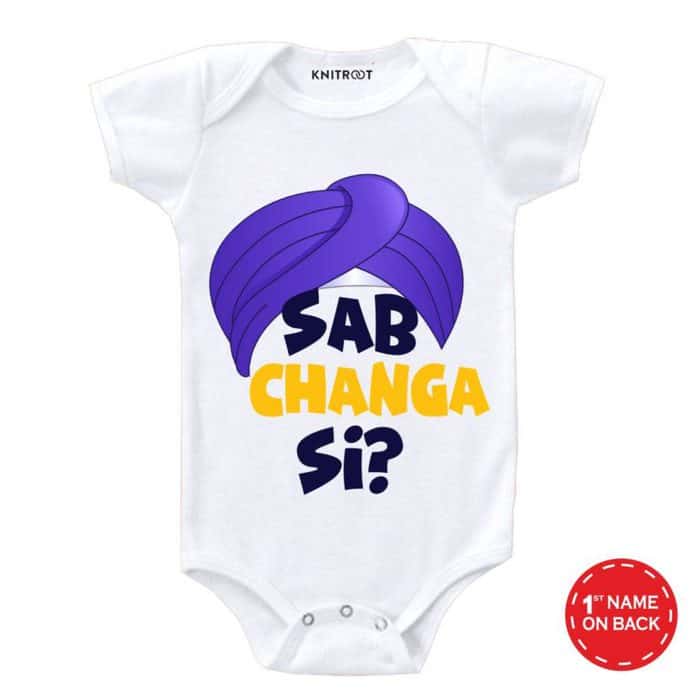 sab changa si stated white newborn custom onesies
