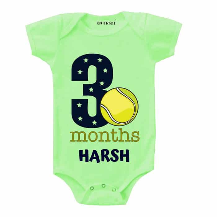 three month old sport green onesies baby 3rd month birthday