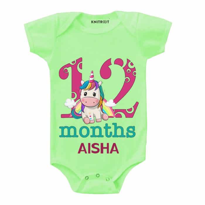 twelve month old baby unicorn pista green romper 12 month baby