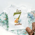 7 Month Birthday Animal Theme Onesie