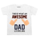 awesome dad&son combo tshirt romper color white