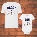 dad&son combo tshirt romper color white