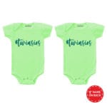 Twinsies baby green romper