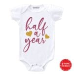 Half a year golden color glitter baby romper