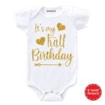 It's my half birthday golden glitter baby romper