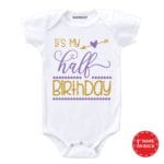 It’s my half birthday golden glitter baby romper