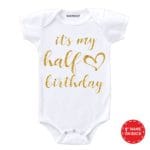 It’s my half birthday golden glitter baby romper