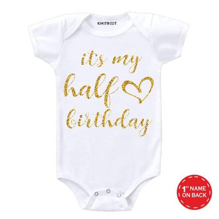 half glitter birthday romper