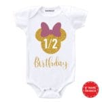 half birthday golden glitter baby romper