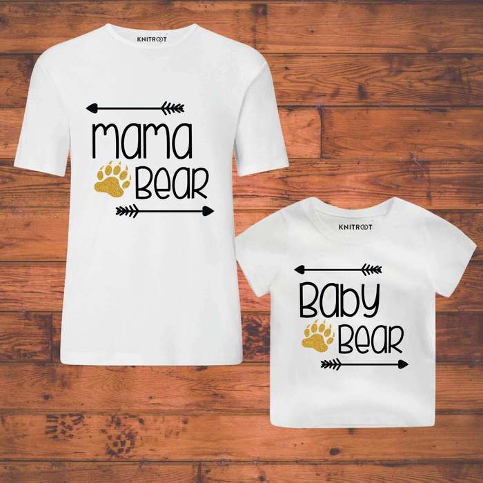 mom and son combo tees stated baby bear mother daughter combo suits