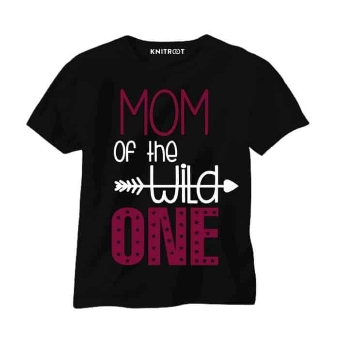 mom of the wild one black tshirt