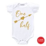 one heart golden glitter baby romper