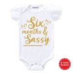 Six months & sassy new golden glitter baby romper