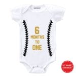 6 months to one golden glitter baby romper