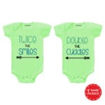 twice the smiles baby green romper