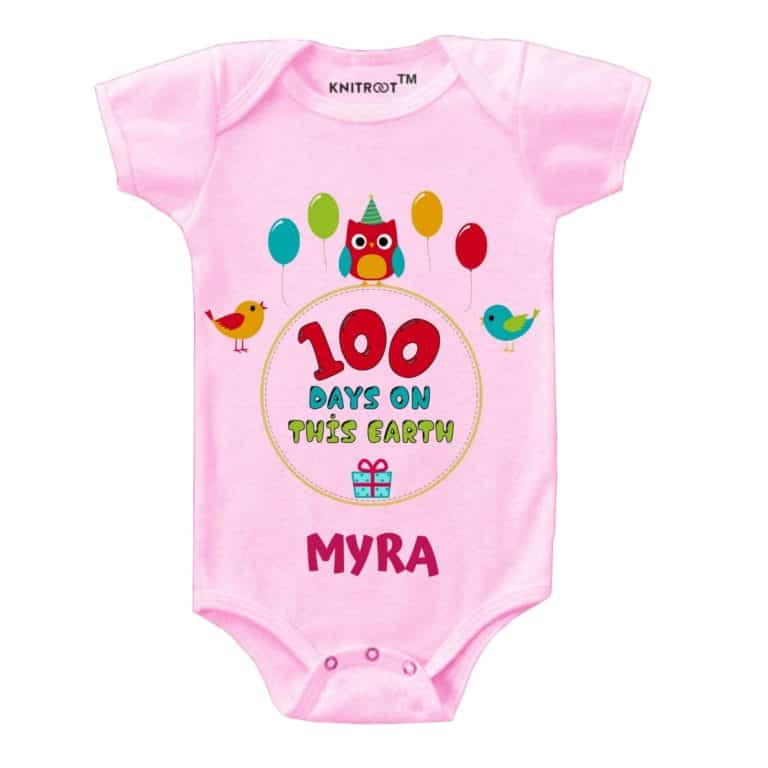 100 days baby pink romper dress